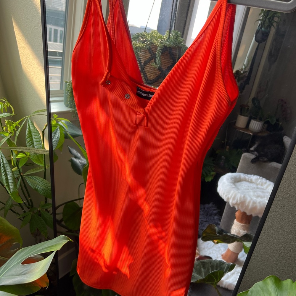 PLT ribbed orange bodycon dress